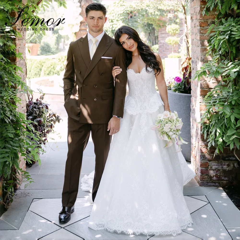 Semor Charming Lace A-line Wedding Dress Pearls Applique Bridal Gowns 2027 Dubai Vestidos De Novia свадебное платье Customized