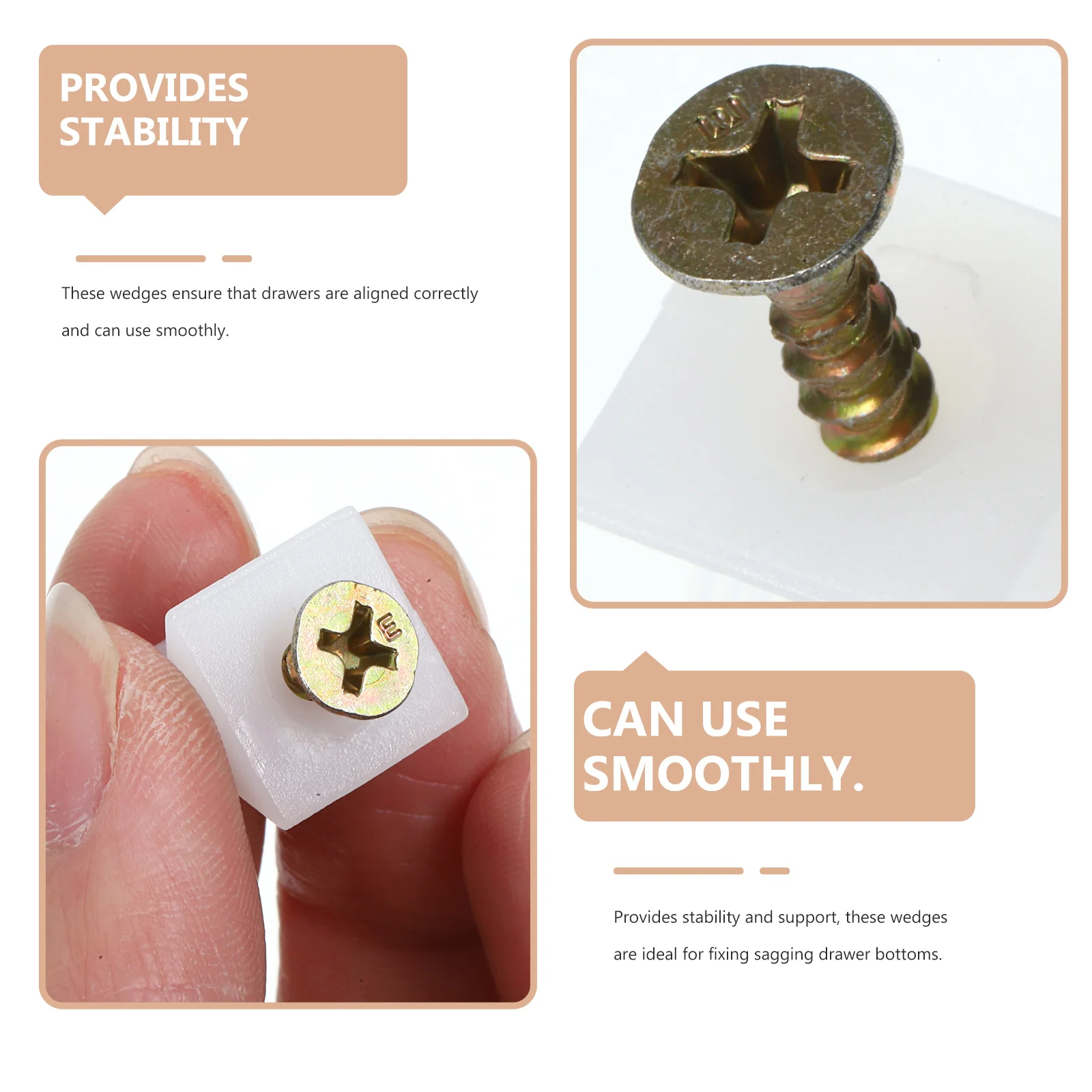 

50pcs Drawer Wedges Plastic Bottom Mount Support Brackets For Sagging Drawers Repair Kit Cabinet Shelf Pins Hardware Fasteners