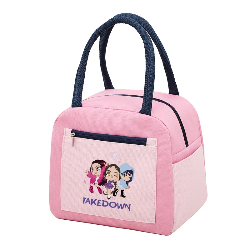 Cartoon KPop Demon Hunters Portable Lunch Bags Anime Cute Figures Freezer Camping Picnic Insulation Bag School Storage Handbag