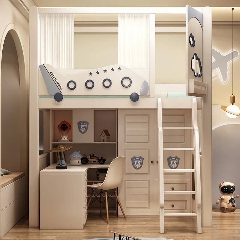 

On the bed, under the table and under the cabinet, children's bed, upper and lower bunk single, upper and lower empty desk