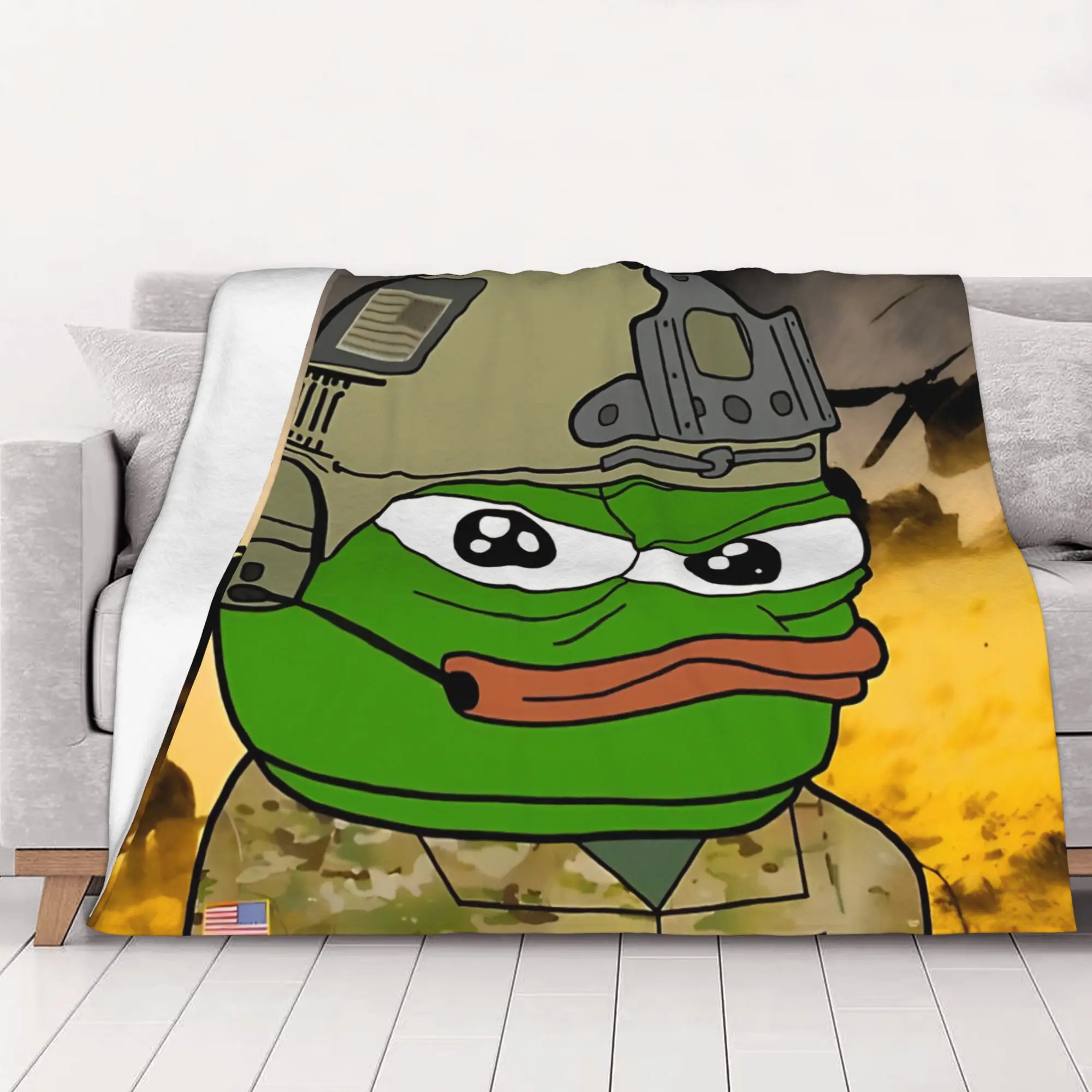 1PC Soldier Pepe the Frog Home Room Decorations Winter Blankets For Adults Bedding Home Interior Sofa Knee
