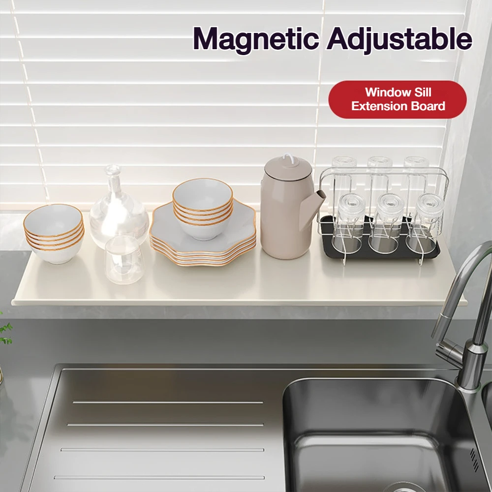 No-Drill Magnetic Invisible Kitchen Storage Board Multifunctional Countertop Kitchen Window Sill Extension Board Kitchen Shelf