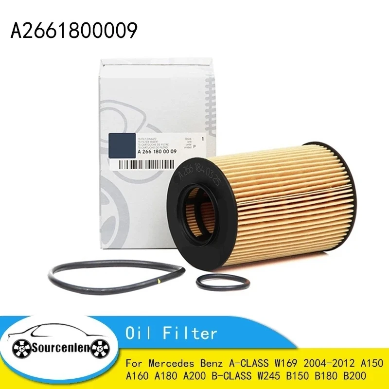 Oil Filter A2661800009 for Mercedes Benz A-CLASS W169 2004-2012 A150 A160 A180 A200 B-CLASS W245 B150 B180 B200 Model Filter