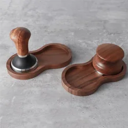 Wooden Coffee Tamper Mat Stand Fluted Tampering Holder Corner Pad Anti-skid Tamping Mat for Home Kitchen Bar Coffee Shop