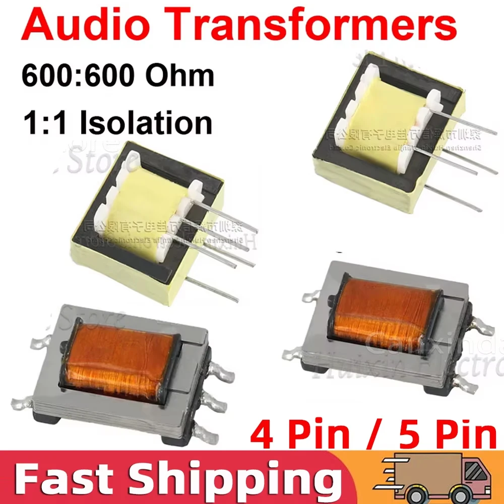 5PCS Audio Transformer 600:600 Ohm 1:1 Isolation Digital Signal Nickel Alloy Permalloy High Efficiency Isolated EI14 Type