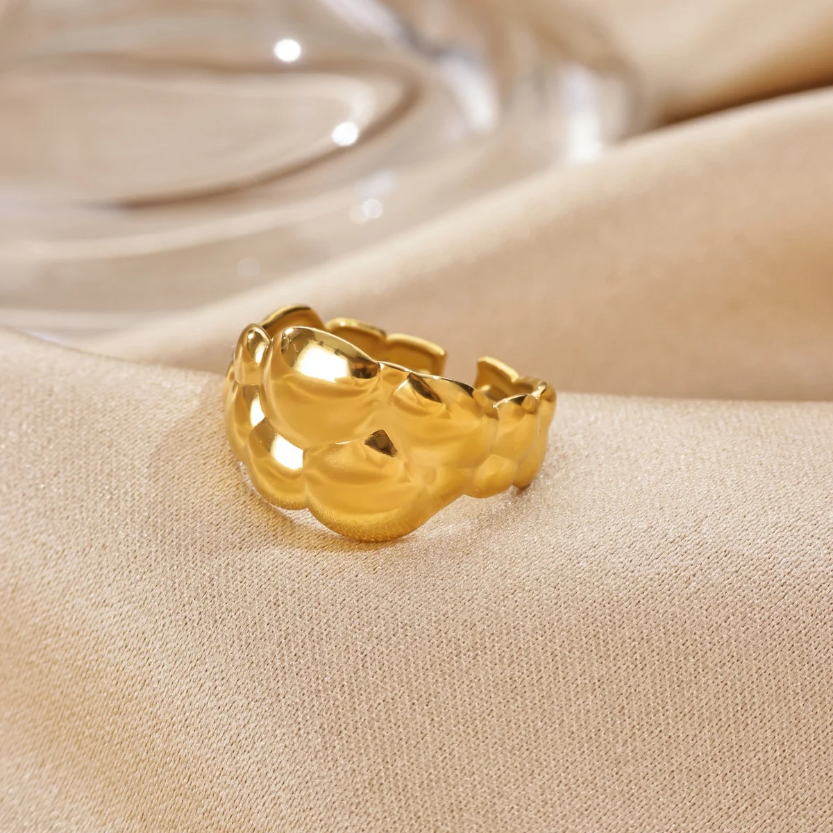 Wunderschöne Ringe mit unterschiedlich breiten Wolkenmuster-Designs, anlaufbeständig, 18K vergoldeter Edelstahl, für Damen, Schmuckgeschenk 2026 – Detail 6