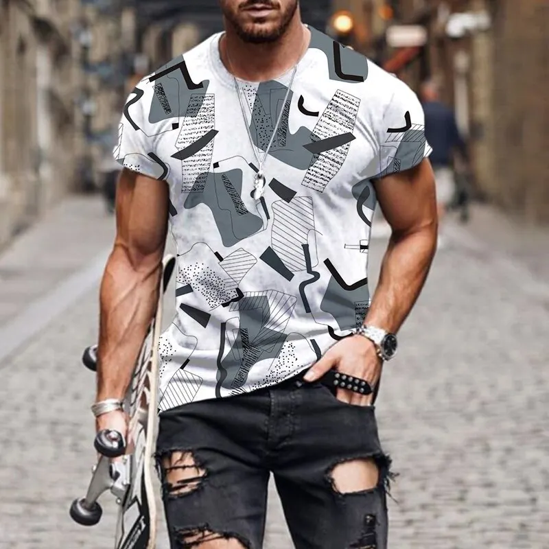 New 2024 Fashion Men\'s outdoor mature top trend pattern 3D digital printed men\'s short sleeve T-shirt