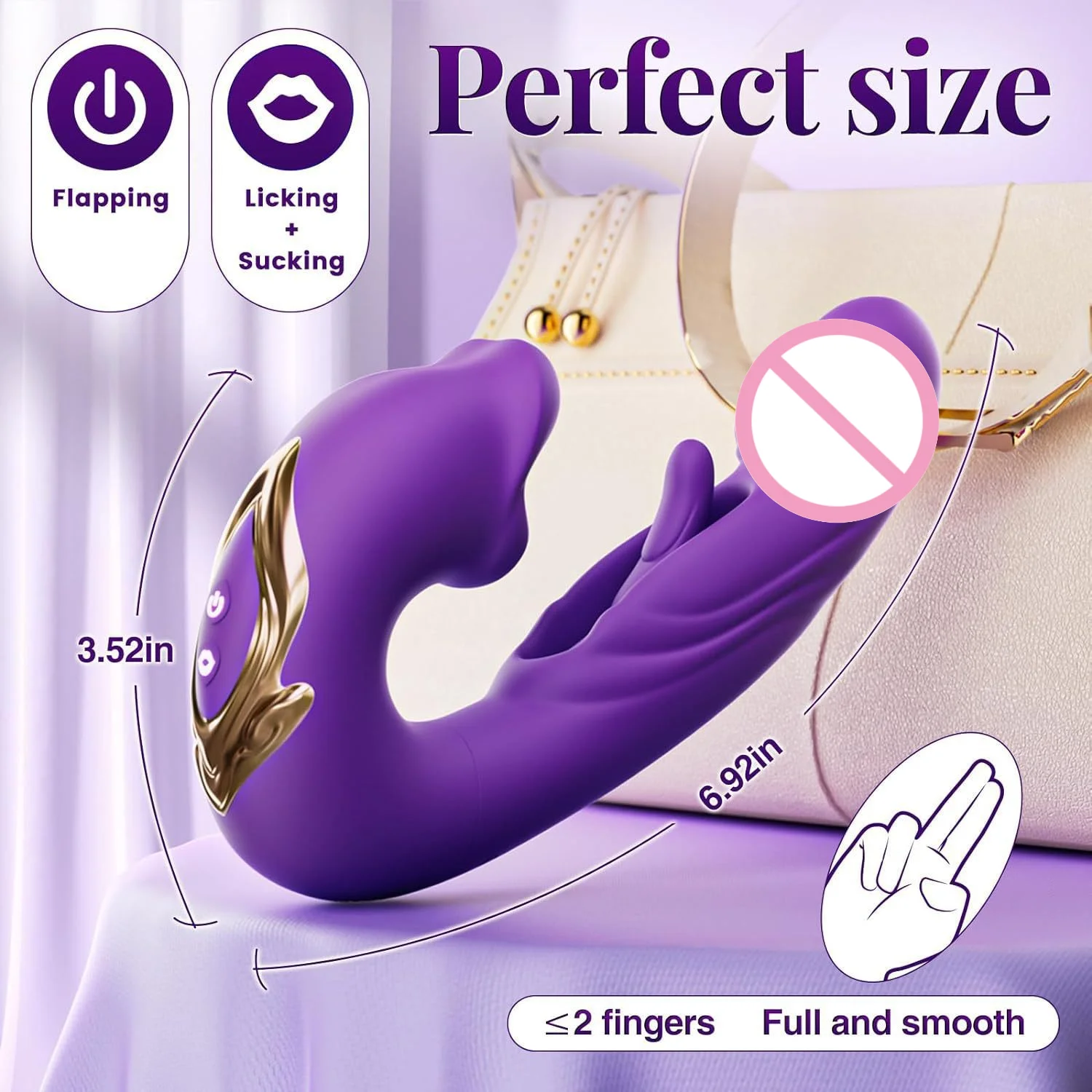 3In1 Telescopic Rotating Vibrators Dildo GSpot Clitoral Dual Stimulator Waterproof Women Tongue Licking Finger-Flapping Sex Toys