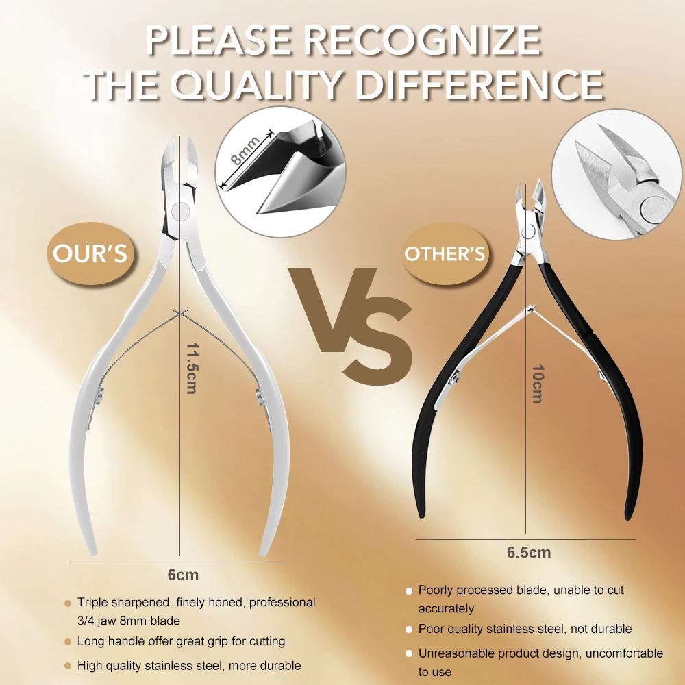 1Pcs 8mm 큐티클 니퍼 트리머 3/4 턱 큐티클 가위 스테인레스 스틸 클리퍼 커터 리무버 페디큐어 매니큐어 네일 도구