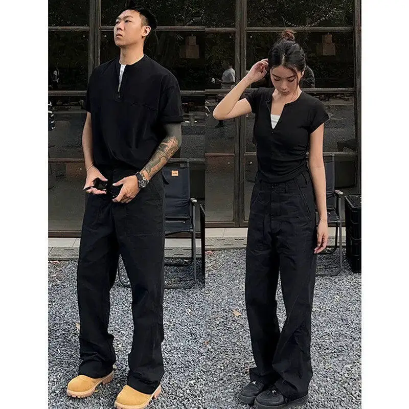 

Bla American High Street Cleanfit Men's Casual Pants Spring Autumn Trendy Brand Drapey Micro Flared Logging Workwear Trousers