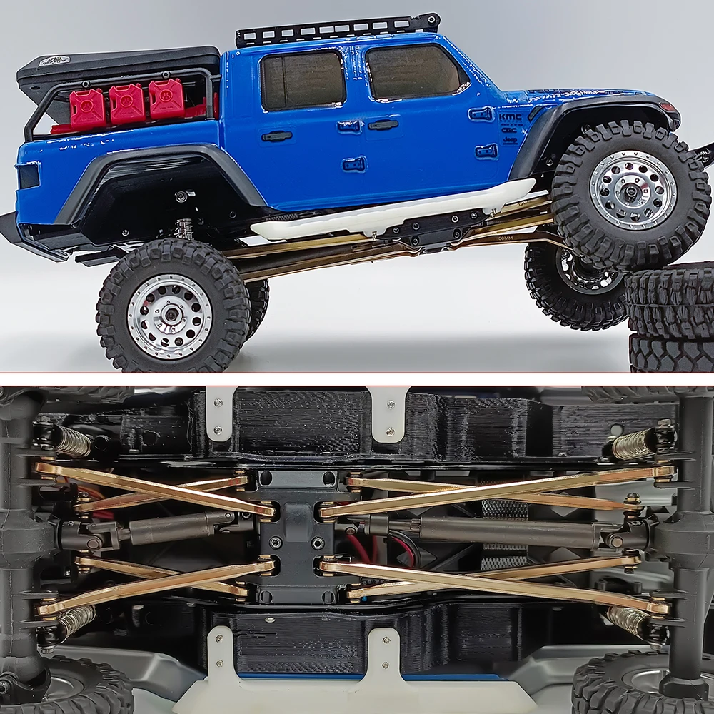 MIBIDAO Brass Heavy Heightening Chassis Links Rod Set for Axial SCX24 Deadbolt Gladiator Wrangler Bronco Chevrolet 1/24 RC Car