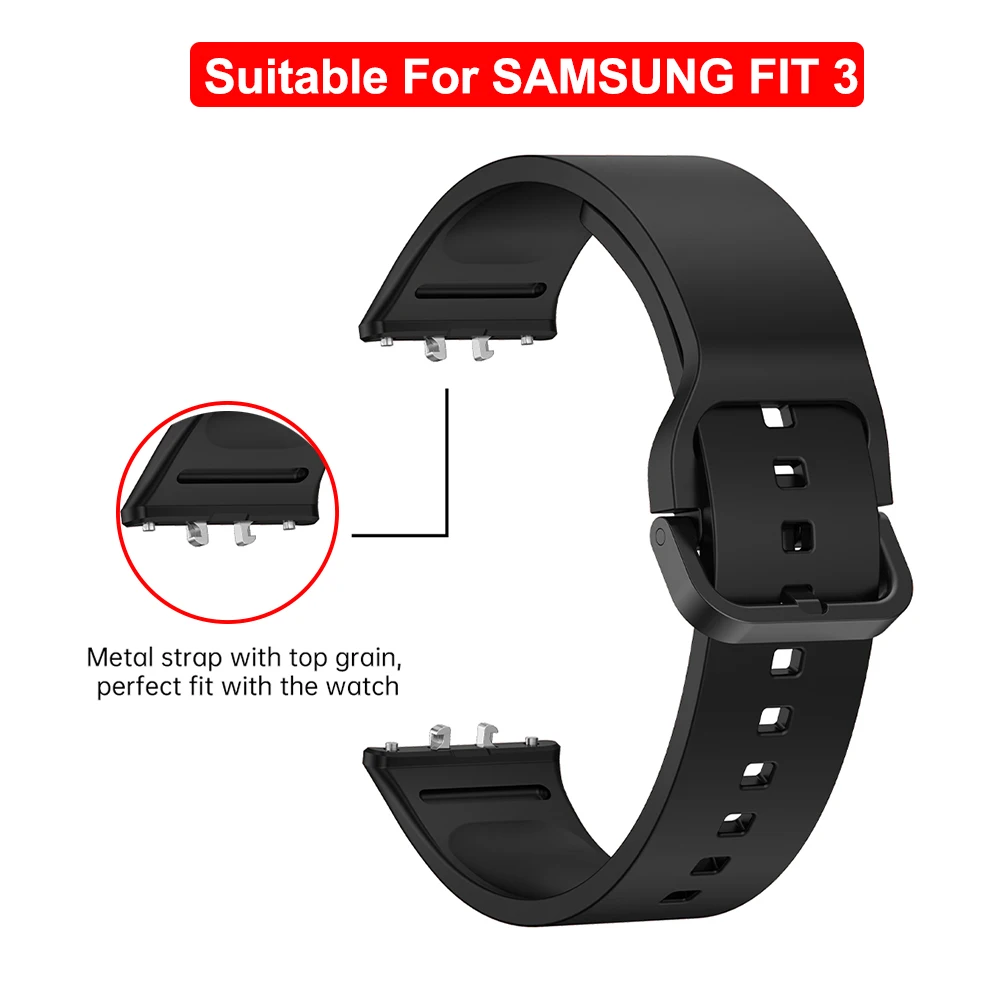 Bracelet de sport en silicone pour Samsung Galaxy Fit 3, connecteur métallique, bracelet de montre, bracelets de montre d\'origine