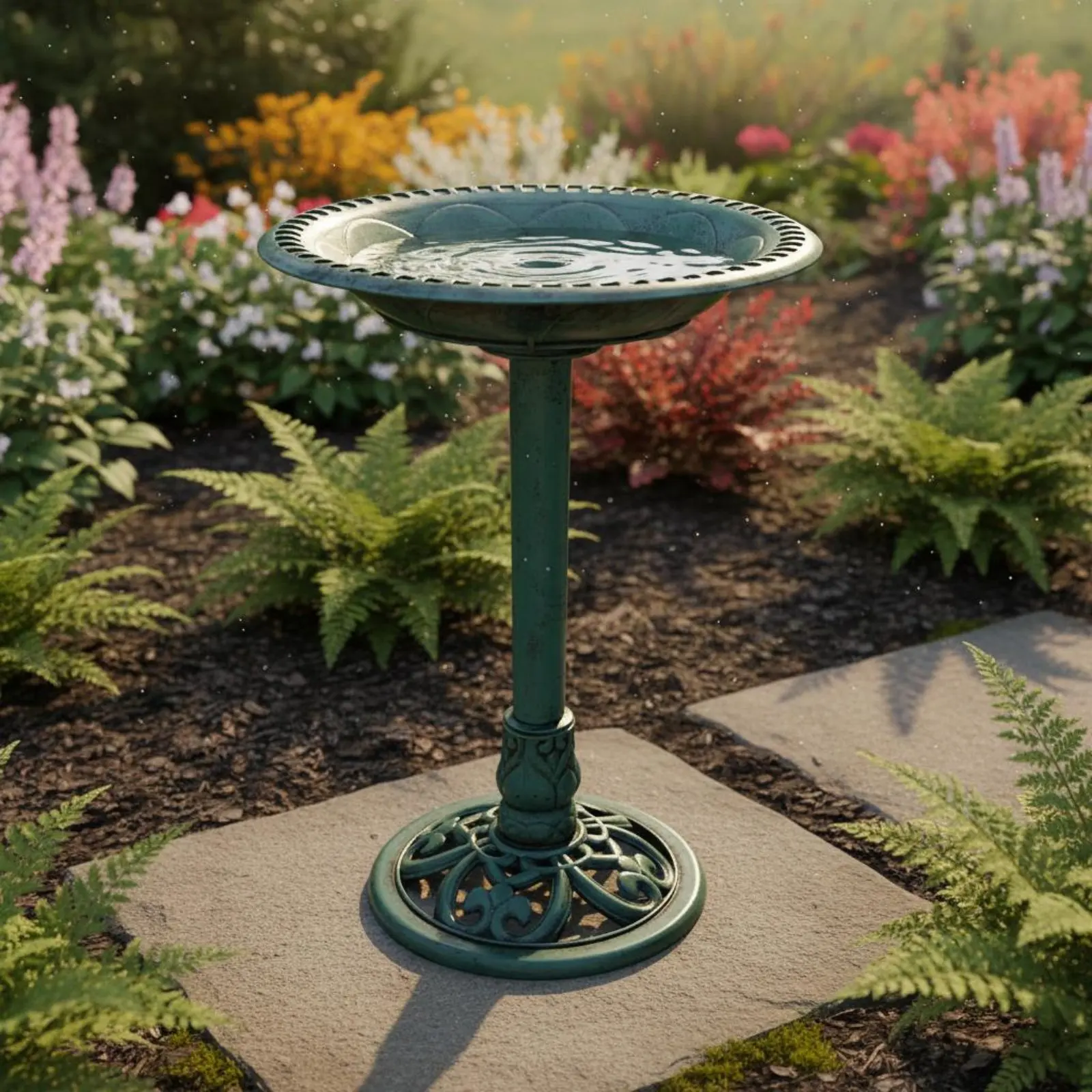Bird Bath Bowl with Ground Stake Bird Bath Feeder Combo Feeding Station Stable Base Garden Decor Heavy Duty for Yard view 3