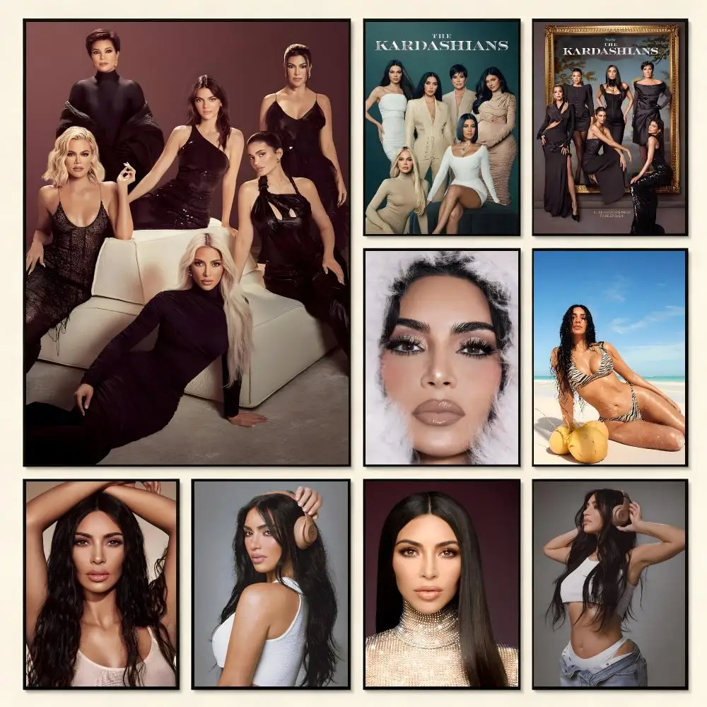 Chic Modern Glamorous Reality TV Star K-Kim Kardashian Poster Self Adhesive PP Wall Art No Frame Bedroom Playroom Decor