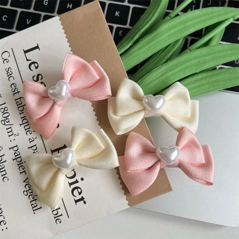 New Sweet Bow Heart Pearl Hair Clips Fashion Hair Ornaments Bangs Side Clip Duckbill Clip Hairpins Girly Heart Hair Accessories