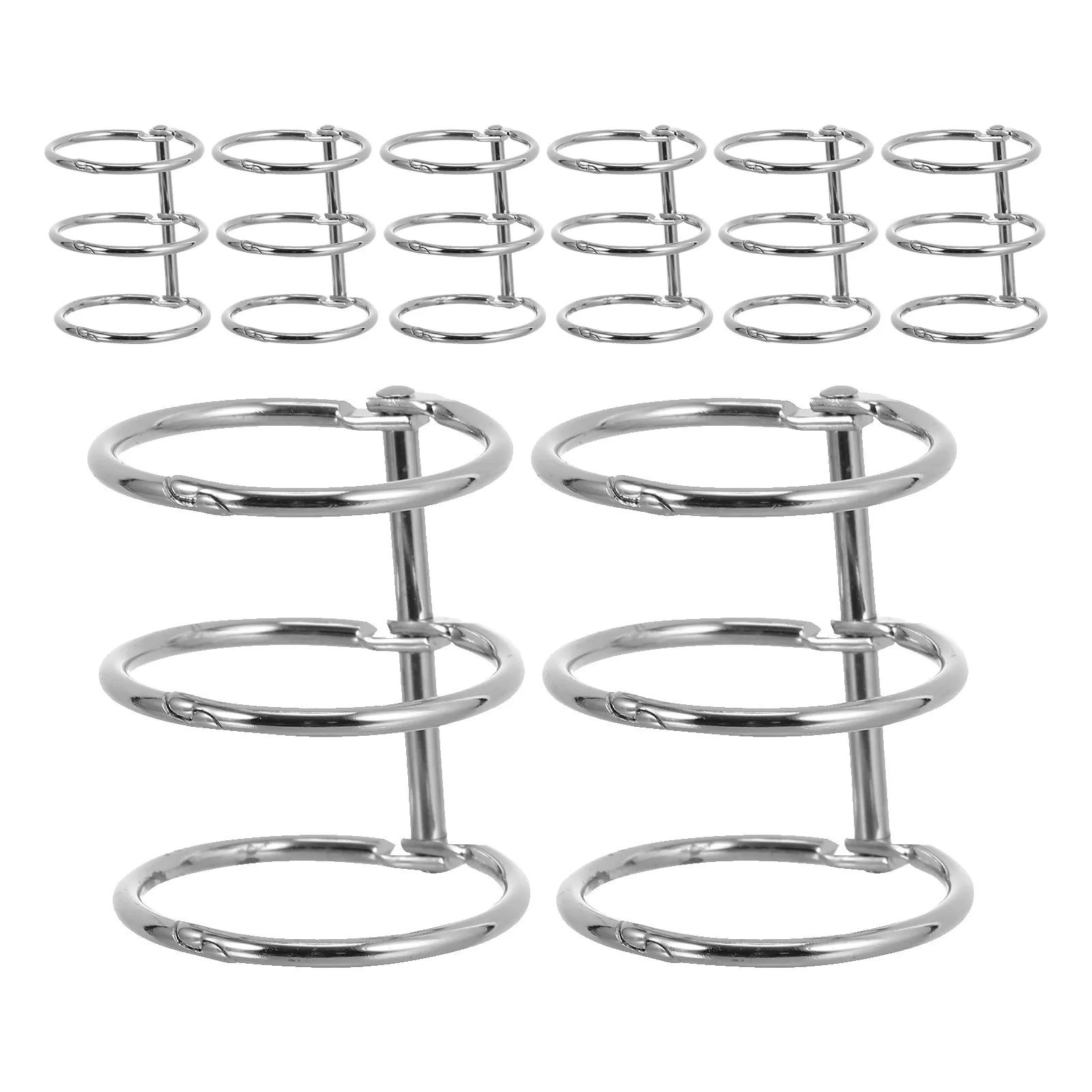 8Pcs Notebook Binding Rings Metal Snap Split Hinged Rustproof 3 Rings Loose Leaf Binder Comb Silver DIY Photo Album Planner