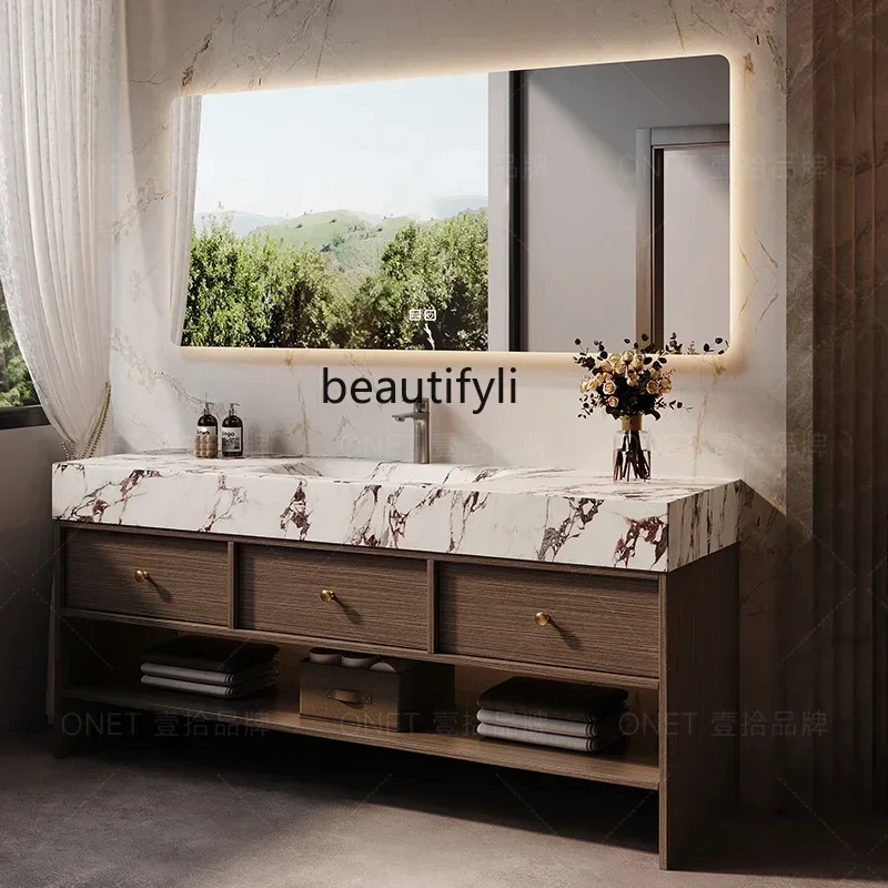 

1*All-aluminum honeycomb aluminum hot bending integrated basin bathroom cabinet combination floor washstand customization