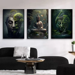 Buddhism Zen Religion Meditation Poster and Print Canvas Painting Wall Art Buddha In Nature Abstract Picture For Room Home Decor