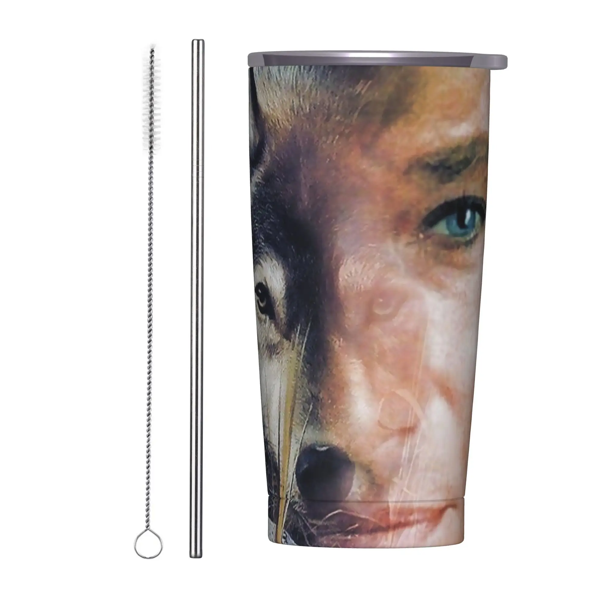 Johnny Hallyday Insulated Tumbler with Straws Lid Music French Singer Stainless Steel Coffee Mugs Double Wall  Bottle Cup, 20oz