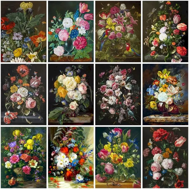 

GATYZTORY 60x75cm Pictures By Numbers Flowers Picture By Numbers Acrylic Paints Paint For Painting Home Decoration Handpainted