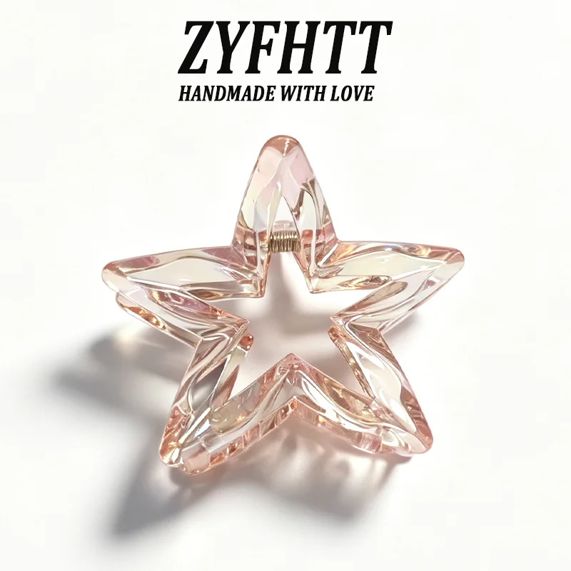 1/6 Stück ZYFHTT Transparente Fünfzackige Stern-Haarspange für Frauen Persönliche Y2K Haifischklammer Modische Mädchen-Haaraccessoires – Detail 9