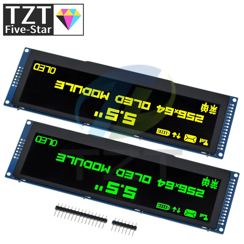 Imagem -06 - Tzt-oled Display Lcd para Arduino Uno r3 Interface Spi Porta Paralela de Bits Unidade 256x64 Cor Amarelo Verde 55 Ssd1322