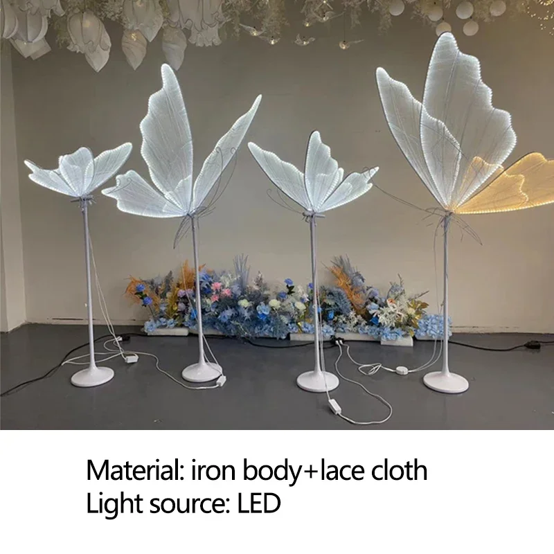 PLLY Modern Wedding Hanging Butterflies Acrylic light LED Standing Lamp for Creative Road Load Walkway on Party Stage