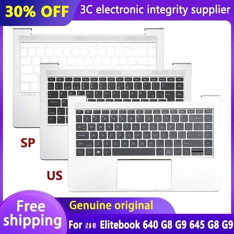 

New Original US/SP Keyboard for Elitebook 640 G8 G9 645 G8 G9 Laptop Palmrest Upper Cover Backlit Top Case Replacement Spain