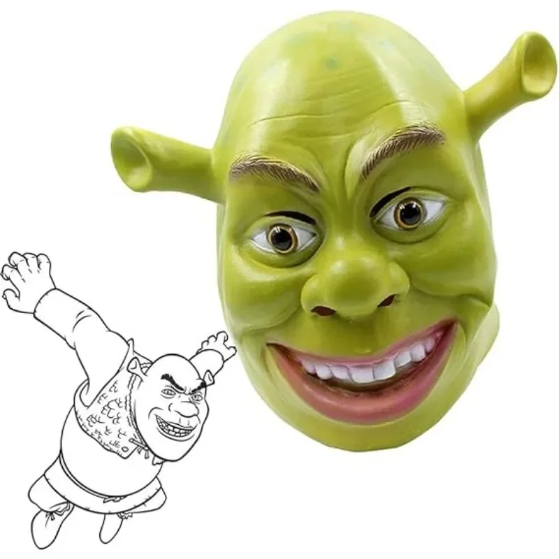 Halloween Green Full Head Adult Shrek Latex Masks Shrek Costume Cosplay Latex Mask Shrek Face Mask Cosplay Costume Accessories