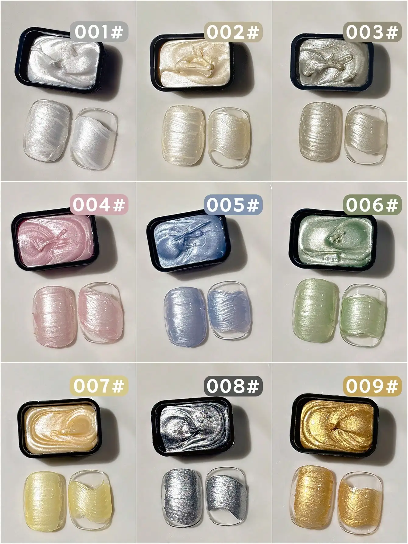 9-Grid Pearlescent ครีมภาพวาดเจลเล็บ Art Pigment Designs สําหรับเล็บ DIY--zhu guang nai you hua jiao