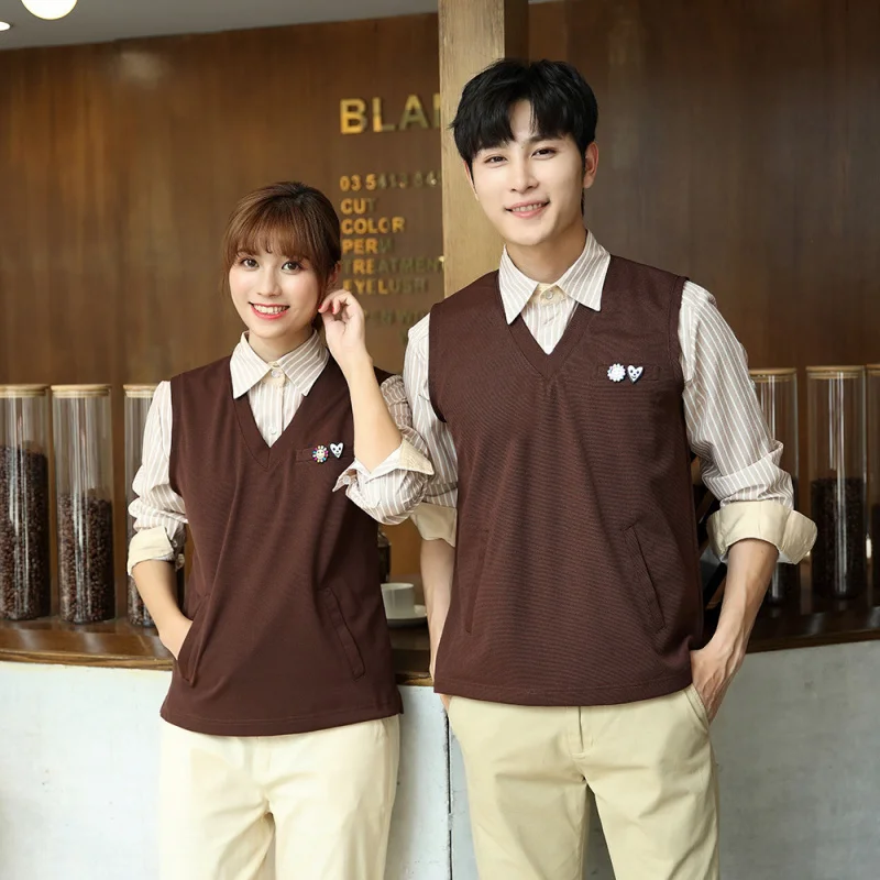 

Waiter workwear long-sleeved hot pot restaurant hotel catering uniform Chinese restaurant waiter workwear autumn and winter atti