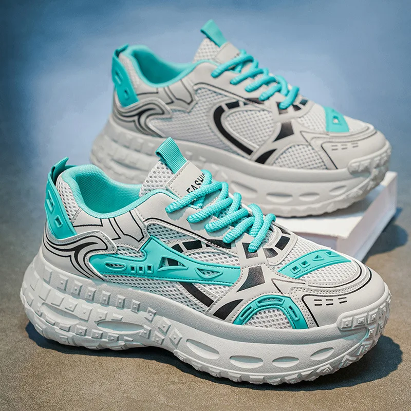 Men's Summer Breathable Mesh Anti-Slip Casual Sports Shoes 2026 New Height Increasing Dad Shoes Comfortable