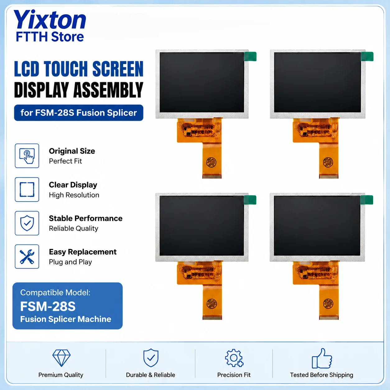 LCD Touch Screen Display Assembly for  FSM-28S Fusion Splicer Machine Replacement，ftth Screen Repair Part