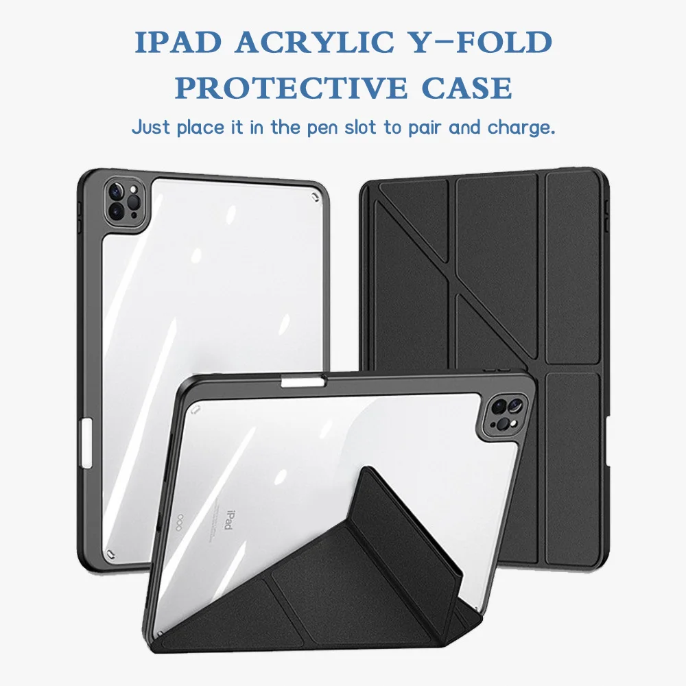 

Case For iPad Pro 11 13 2024 2022 2021 2020 2018 Air 13 4 5 11 2025 10 11 Gen Pro 12.9 2021 Acrylic Y-fold Stand Protector Funda