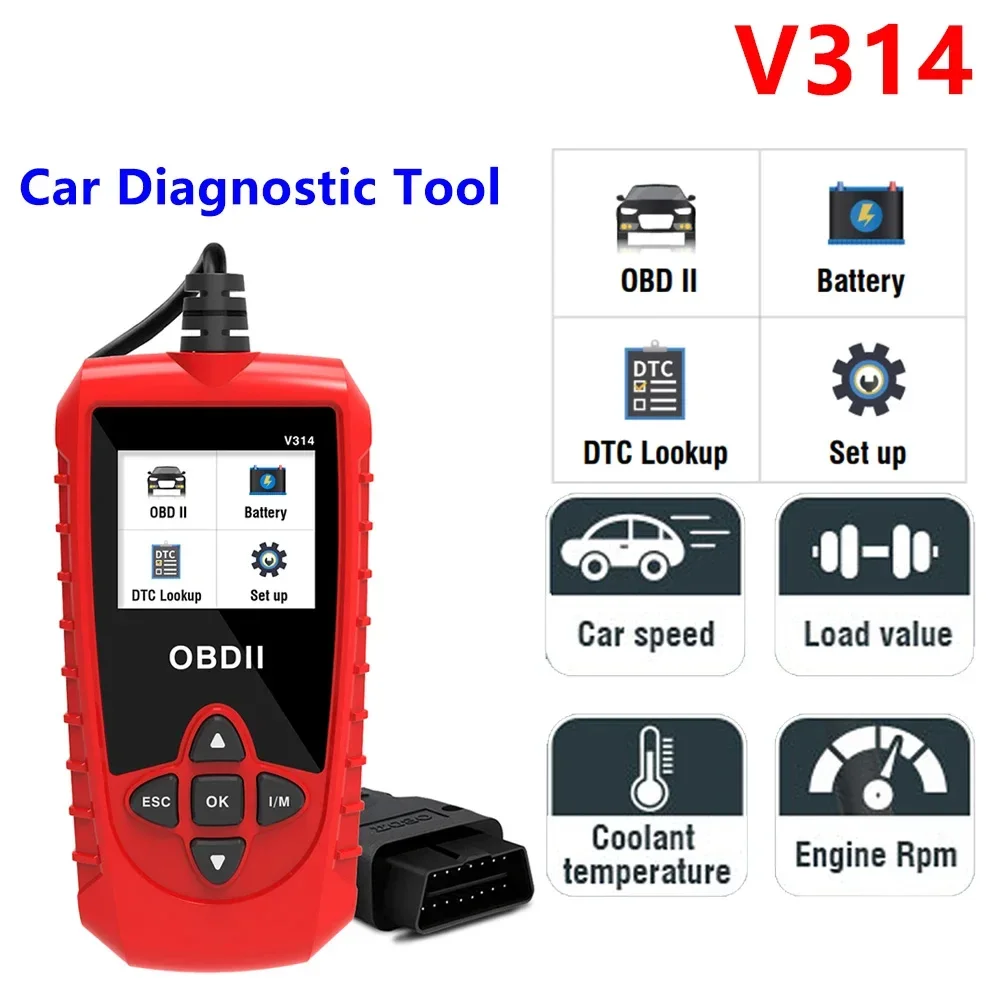 V314 OBD2 Scanner Car Diagnostic Tool Engine Fault Date Stream Car Code Reader Clear Code System Auto Check  V309 PK ELM327