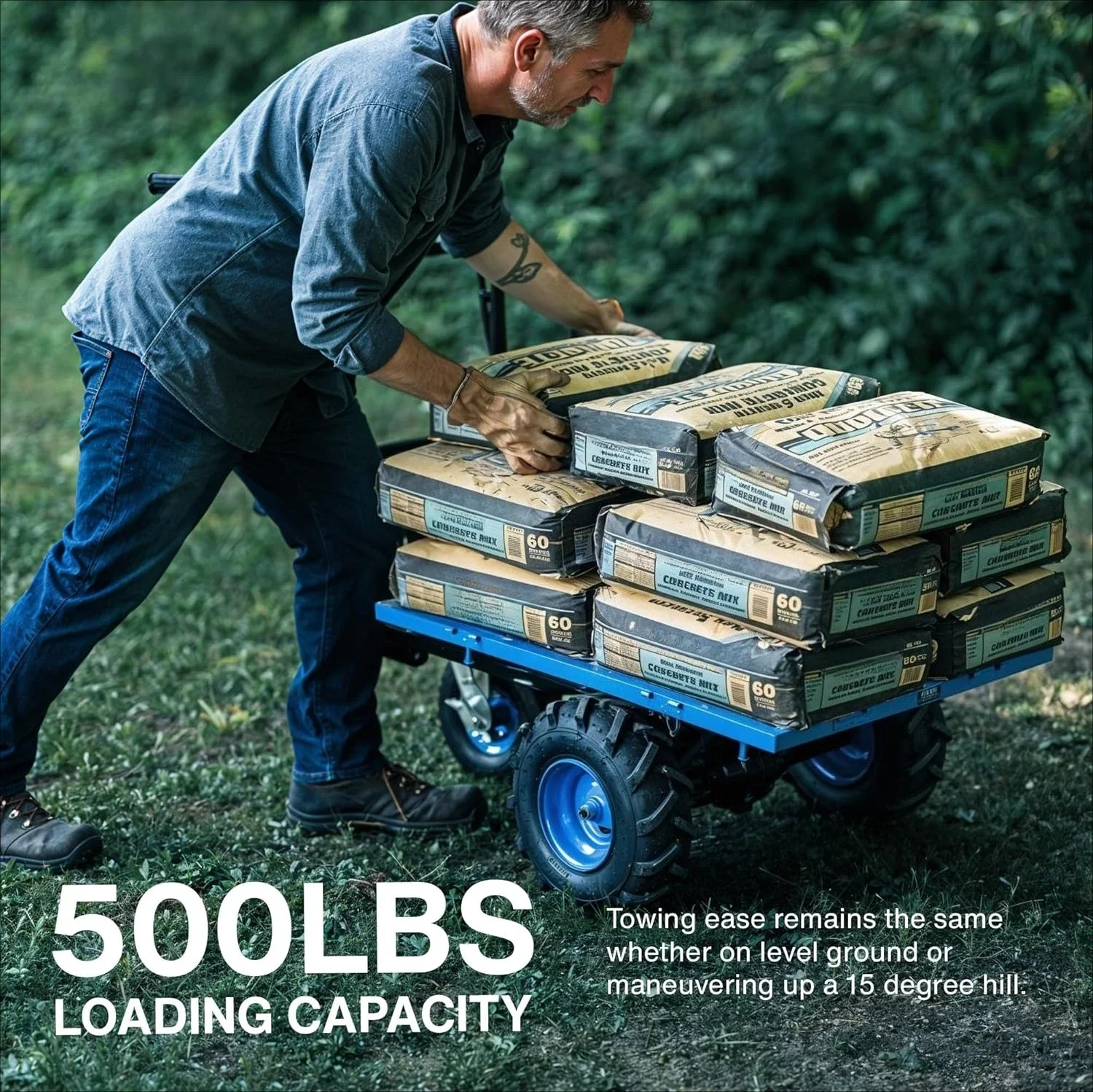 

AGM Electric Utility Cart - 500W Lead-Acid Battery-Powered Power Wagon, 500 lbs Load Capacity & 1000 lbs Towing