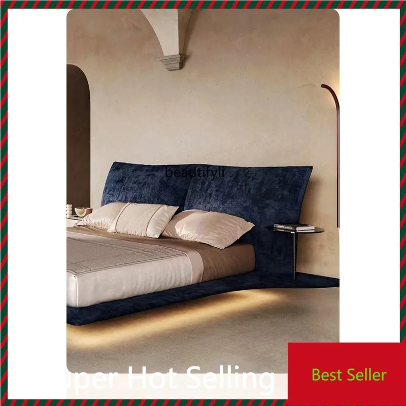 

K132 Simple suspension bed Italian chenille frosted fleece soft bag master bed