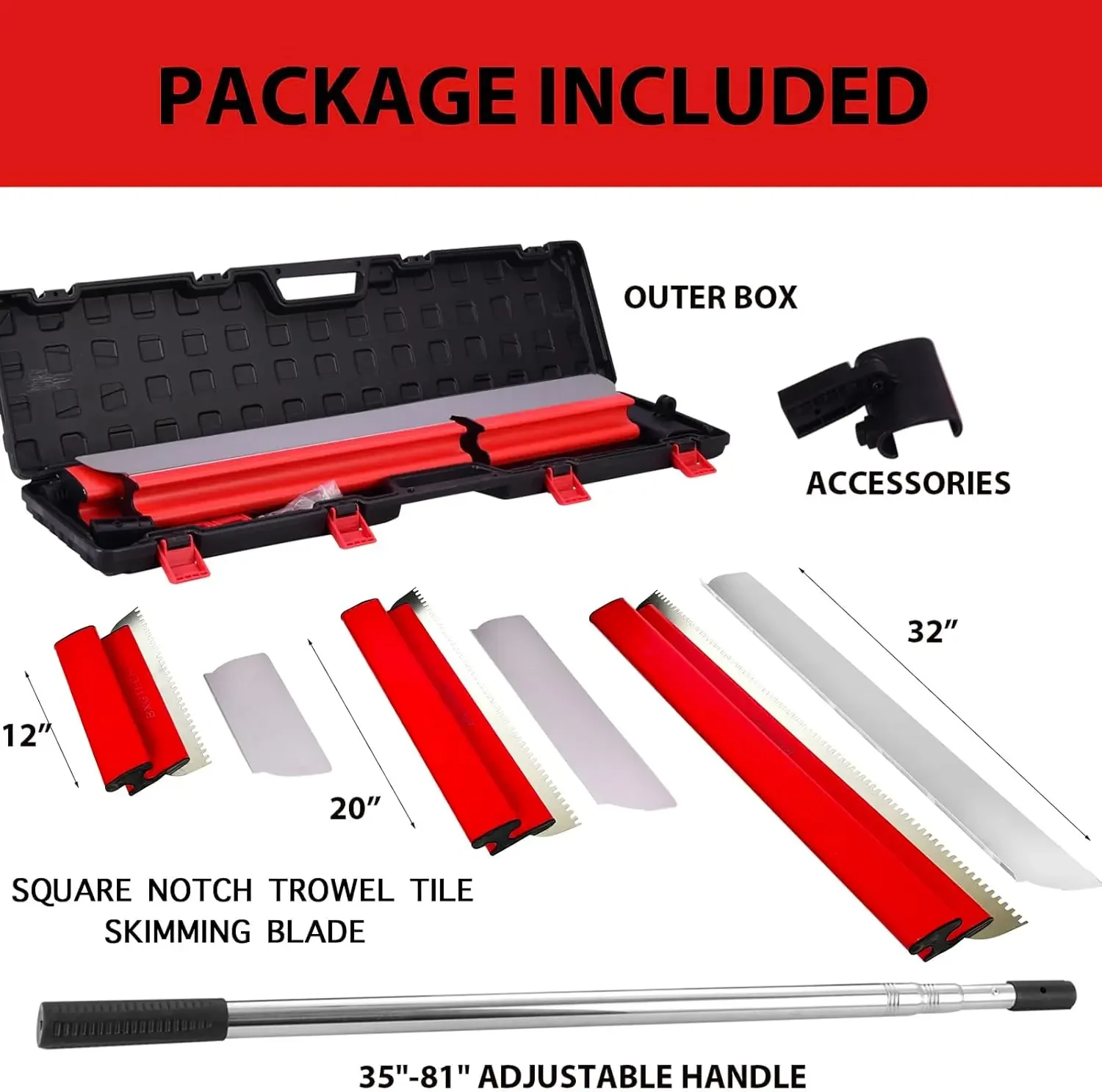 Skimming Blade with Square Notch Trowel Tile - 12