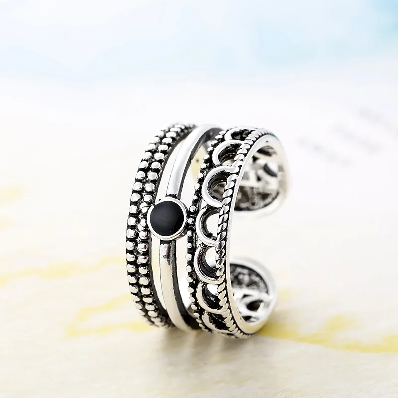 New in 925 Sterling Silver Hollow Irregular Adjustable Rings For Women Luxury Jewelry Wholesale Cheap