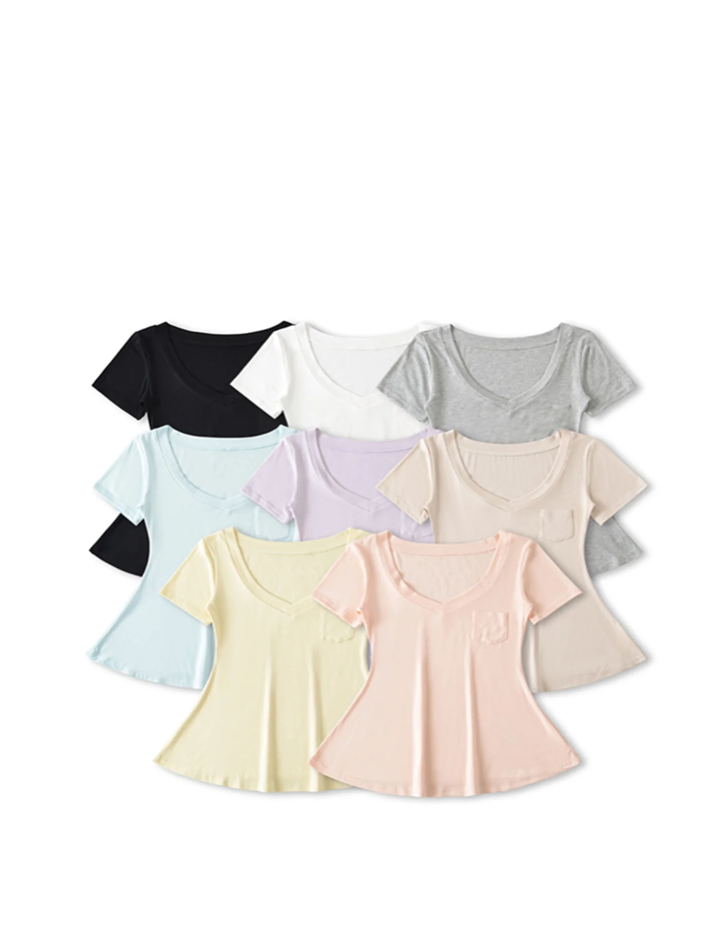 Sexy Sweet-and-Spicy Ort-Slee T-Shirt mit herzförmigem Kragen, tailliertem Ket-Detail, Street-Sle-Sommeroberteil für Damen