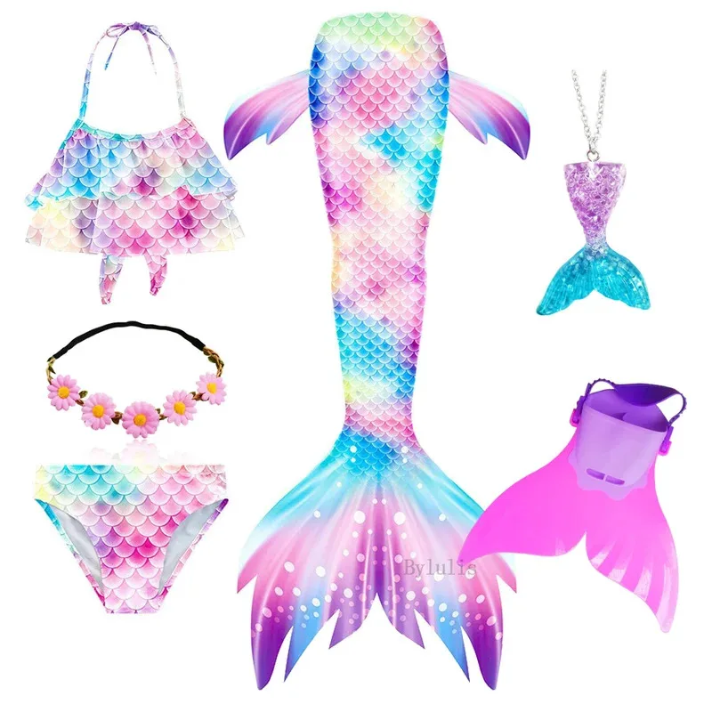 Girls Mermaid tail Kids Beach Pool Clothes Bathing Suit the Little Mermaid Costume Bikini Cosplay Children Christmas Swimsuit