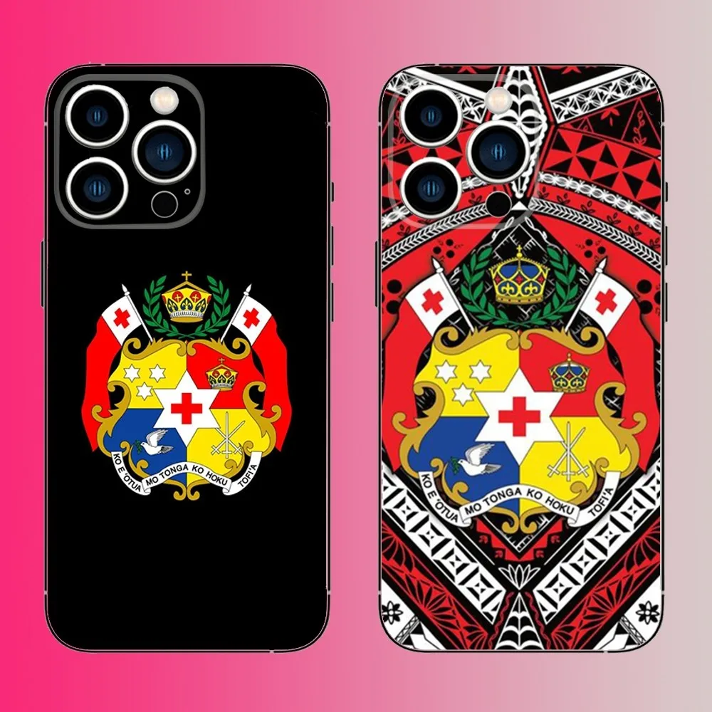 

Tongan Coat of Arms Tonga Phone Case For iPhone 16,15,14,13,12,11,Pro,Max,Plus,Mini,X,XS,XR,8,7,6,S,SE Soft Black Case