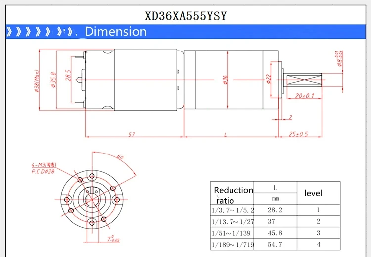 36XA555 Motor 15W Hoog Koppel 36mm DC planetaire reductiemotor 12 V/24 V Lage Snelheid Verstelbare Snelheid Kan CW CCW