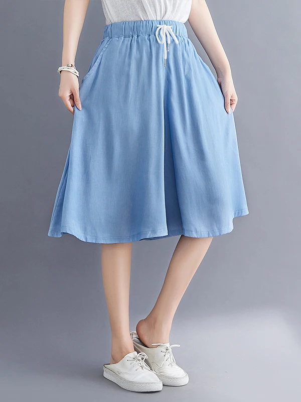 

Летние тонкие джинсы с широкими штанинами для женщин, свободного кроя, с высокой талией, на резинке, с поясом, брюки-капри, универсальные повседневные брюки