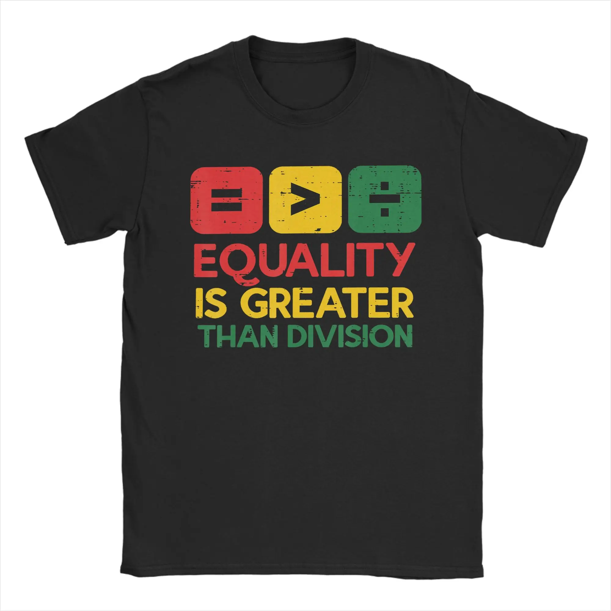 Equality is Greater Than Division Black History Month T-Shirts Men  Cool Cotton Tees Crew Neck Short Sleeve T Shirt Printed Tops