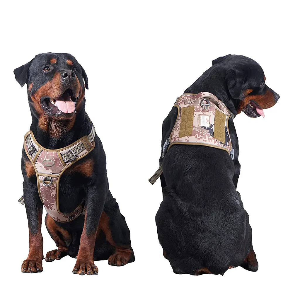 Reflective Tactical Harness For Large Small Dogs Training Vest Leash Pet Harness And Leash Set For Dog Outdoor Adjustable Padded