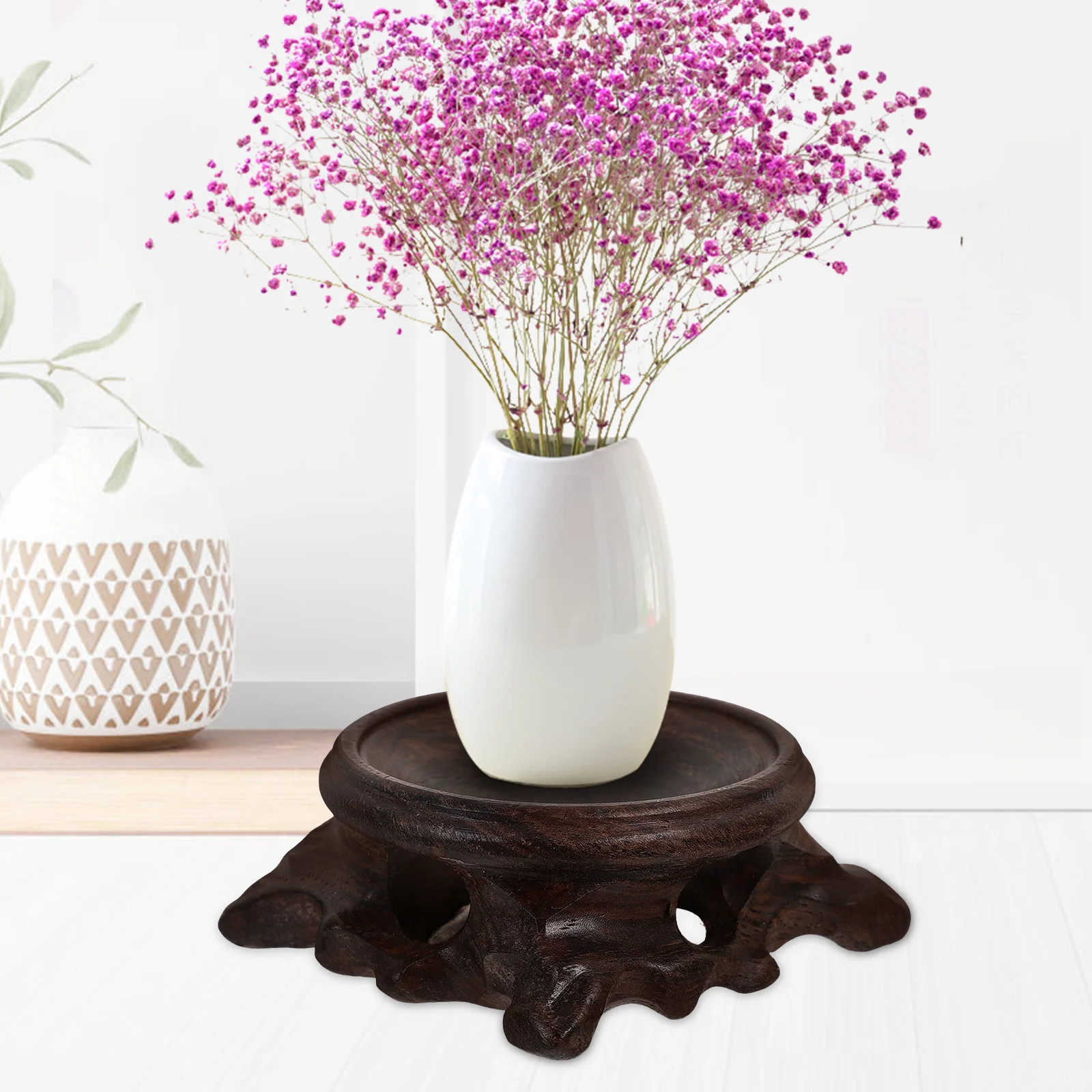 

Natural Wood Gourd Base Decor Holder Spheres Crystal Ball Stand Large Thick Fade Resistant Indoor Outdoor