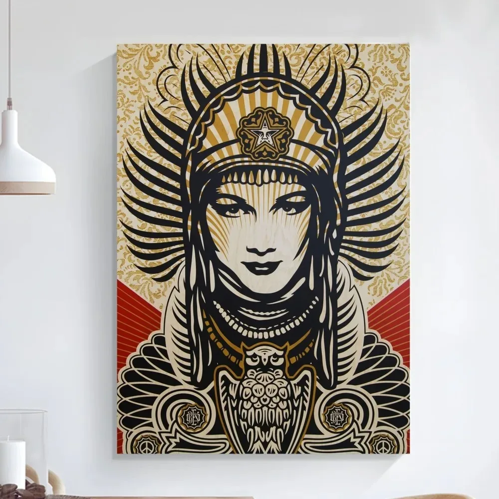 Obey Peace Woman Poster Art Self-adhesive Art Small Poster HD Quality Poster Wall Art Painting Study Wall Decoration