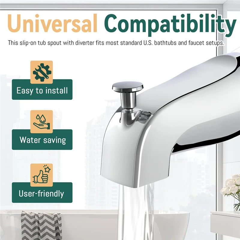 

SOFT-Tub Spout With Diverter,Bathroom Bathtub Faucet With Tub Spout Cover Ring,Fits 1/2In Copper Water Tube(5/8In Diameter)
