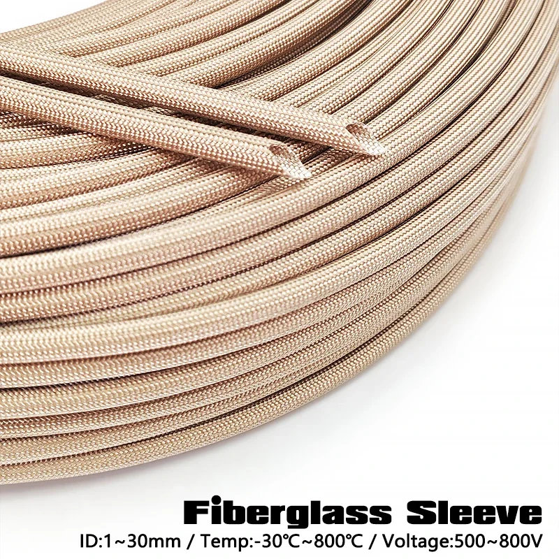 ID 1~30mm Alkali Free Fiberglass Sleeve 800 Deg.C High Temperature Insulation Glass Fiber Tube for Household Appliances 1M-10M